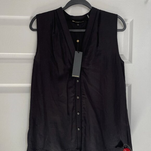 KOBI HALPERIN RAQUEL BLOUSE Linen Black Size M - Picture 3 of 8